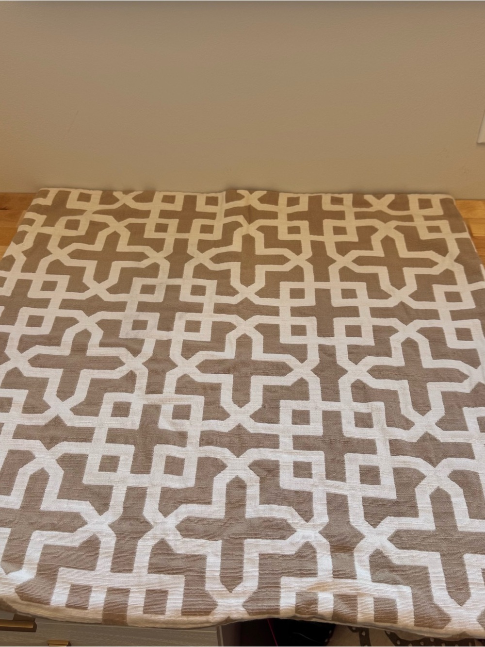 Pottery Barn Taupe and White Lattice Geometric Accent Pillow Cover